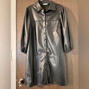 Avec Les Filles Black Faux Leather Dress